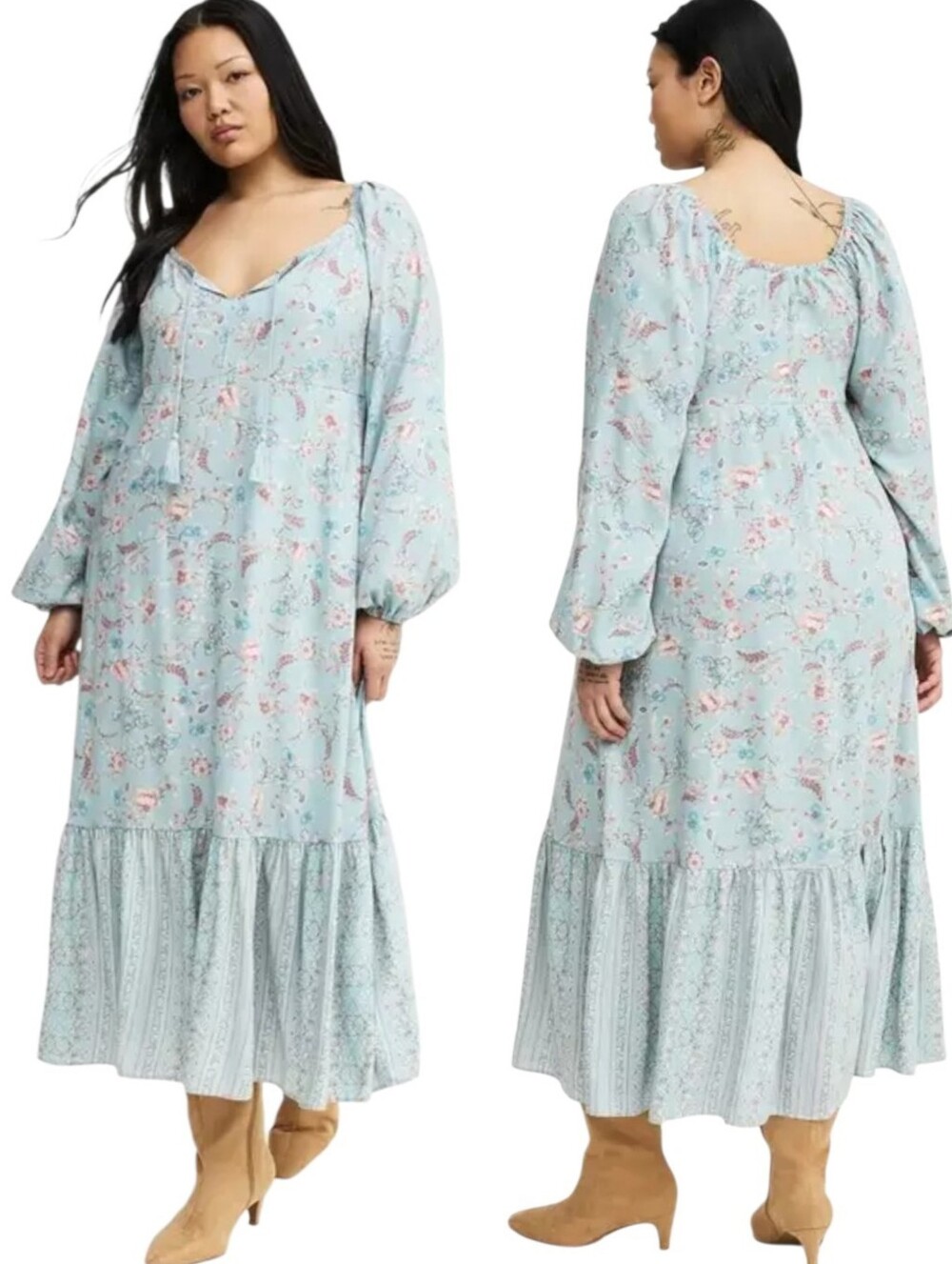NWOT Torrid Blouson Sleeve Tiered Maxi Dress